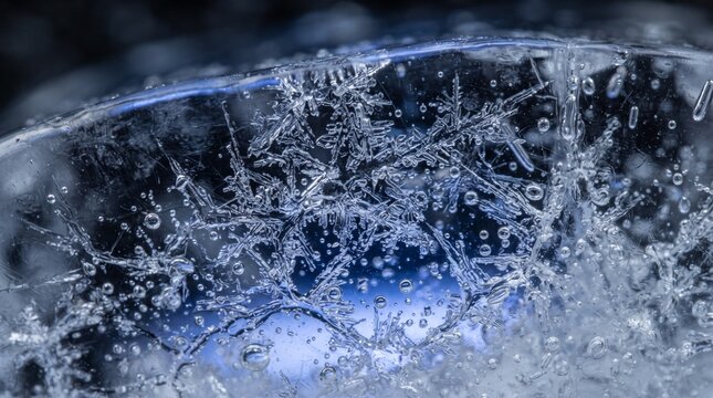 snowflake pattern winter texture cold weather photography frosty surface macro photography abstract background winter backdrop water bubbles solid water chilly background