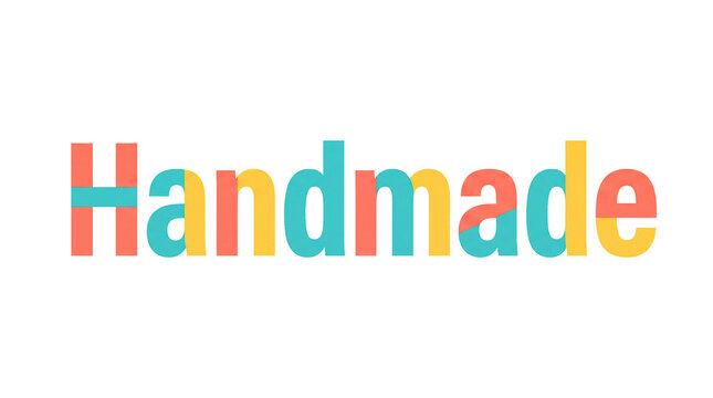 Colorful &ldquo;Handle&rdquo; lettering on transparent background. Multicolor typography for graphic design and digital interface labels. Bold word art, text sticker and design element.