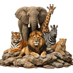 Fototapeta premium Wildlife group on rocky terrain.