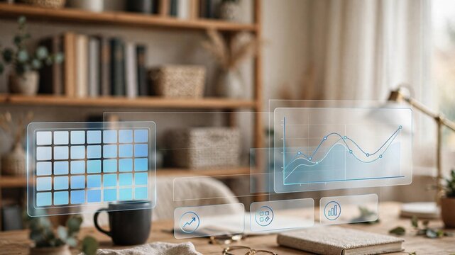 heatmap kpi dashboard overlay on cozy with copy space