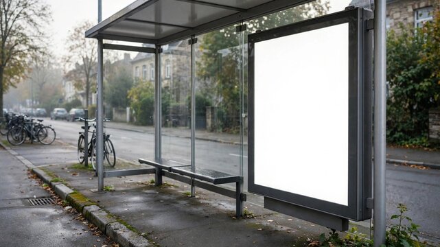Blank bus stop mockup morning with copy space