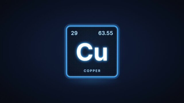 Copper chemical element periodic table tile with atomic number 29