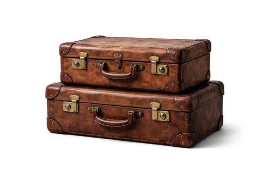 Vintage leather suitcases stacked elegantly.