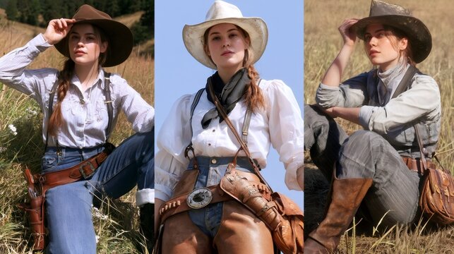 Young woman dressed as a cowgirl representing the american west