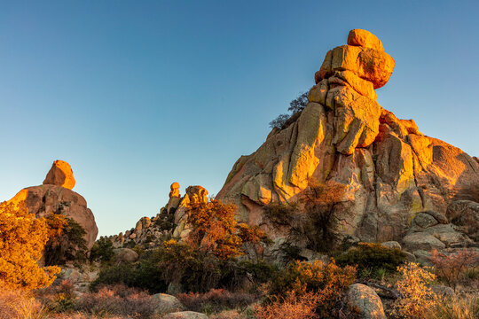 Jumbled granite boulders at Council Rocks in the Dragoon Mountains in the Coronado National Forest, Arizona, USA