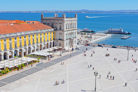Praca do Comercio or Commerce square, high angle view, Lisbon, Portugal