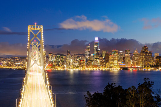 Oakland Bay Bridge and skyline, San Francisco, California, USA