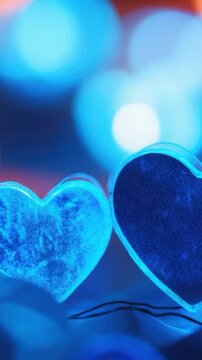 Two blue hearts sit side by side, symbolizing love and friendship