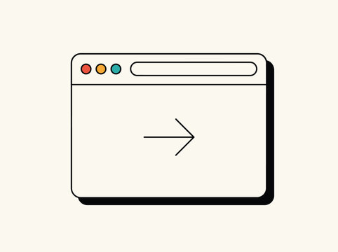Simple browser window icon with a forward arrow sign inside