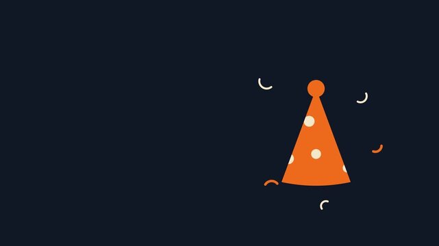 Whimsical orange party hat with festive confetti on a deep blue background, evoking feelings of happiness and excitement for any celebratory event or special occasion