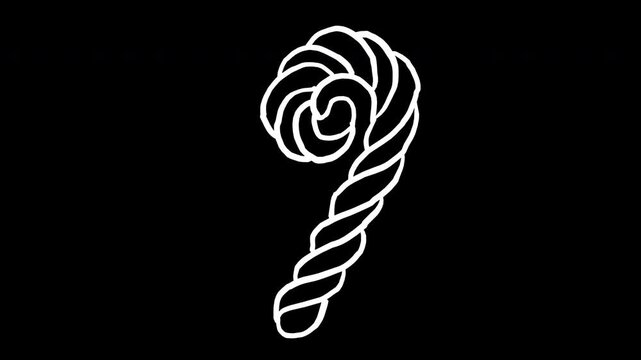 Hand Drawn twisted candy cane sweet treat holiday winter line 4K Animation with alpha transparent background
