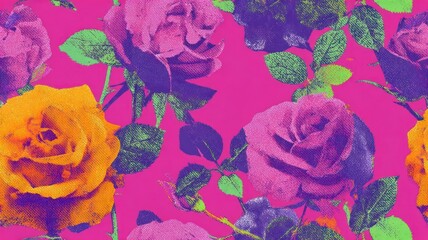 Obraz premium Vibrant floral pop art illustration.