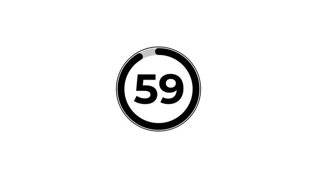 Circle countdown timer from 64 to 0 seconds. countdown timer 64 second animation.