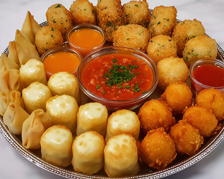 snack platter finger food fried snacks cheese balls crispy snacks delicious food savory snacks tapas hors doeuvres catering platter fried cheese dumplings on transparent background