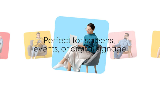 Square Animated Displays Loop 3 &ndash; Animated Square Displays, Looping Video Screens and Modern Multi Panel Motion Graphics for Promos, Presentations and Social Media