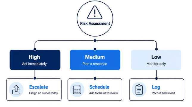 Risk assessment triage infographic high medium and low levels