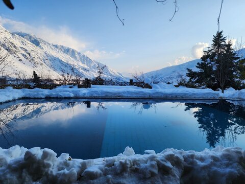 snow covered mountains