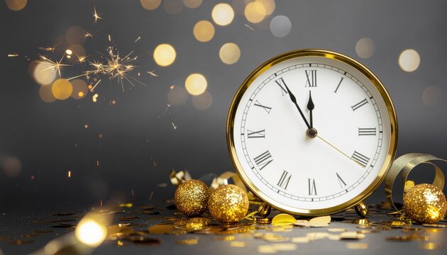 New Year Countdown Concept with Clock
