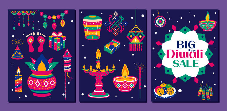 diwali flat icon and poster Happy Diwali Festival of lights Deepavali Template set icons for Diwali Poster Design, Diwali Greeting Card, Deepavali Festival Poster Template, Minimalist Diwali Flat Icon