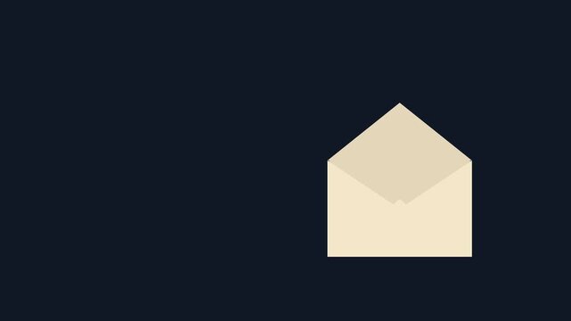 Minimalist open paper envelope icon on dark blue background representing digital communication email message and incoming post