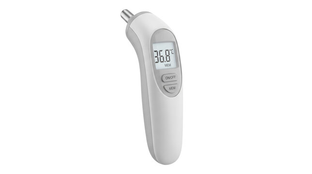 Digital Medical Ear Thermometer Temperature Reader Fever Monitoring Device Healthcare Clinic Doctor Tool Isolated on Transparent Background PNG PNGs Cutout Graphic Element PNG Image