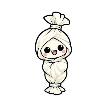 Cute Chibi Mummy / Pocong Halloween Character Cartoon