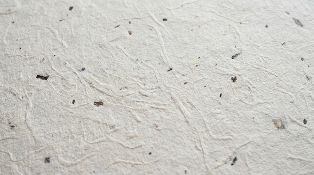 thai handmade mulberry paper texture White textured wall surface with subtle cracks and scattered dark spots