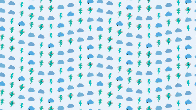 Blue clouds and teal lightning bolts pattern