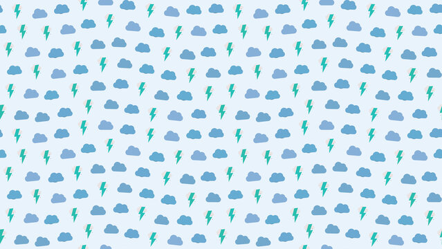 Cloud and lightning bolt seamless pattern