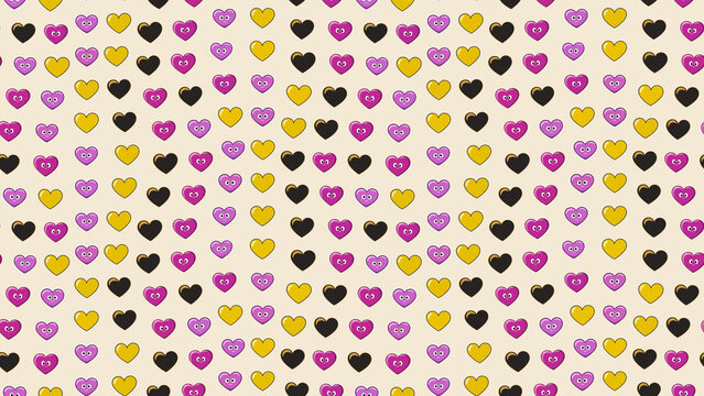 Seamless pattern of hearts with and without faces