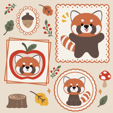 Red panda seamless pattern 03