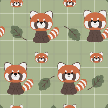 Red panda seamless pattern 02