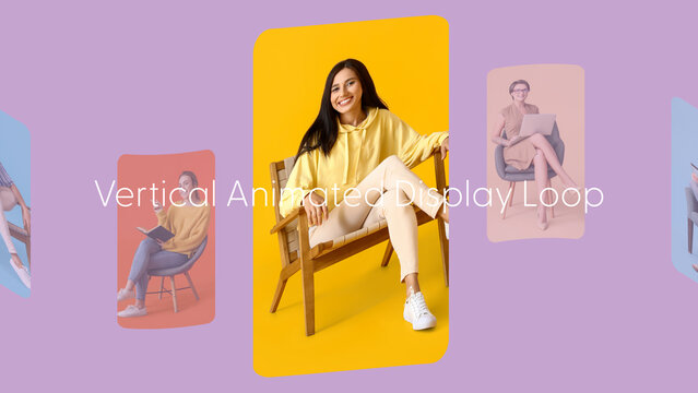 Vertical Animated Displays Loop 5 &ndash; Animated Portrait Displays, Looping Video Screens and Modern Multi Panel Motion Graphics for Vertical Promos and Social Media Videos