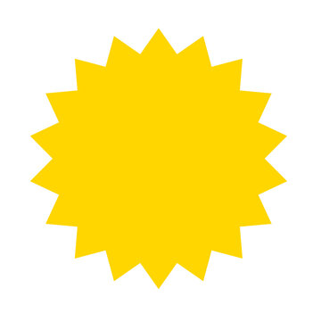 Blank yellow starburst special offer badge sticker, price label promo label. Sunburst discount, new seal stamp.