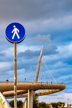 Pedestrian Sign On Ponte Del Mare Bridge Pescara