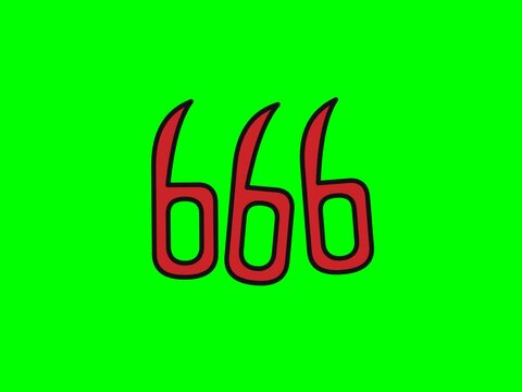 Vibrant red triple sixes, outlined in black, standing out on a bright green backdrop, creating a striking graphic symbol representing abstract notions of warning or significance
