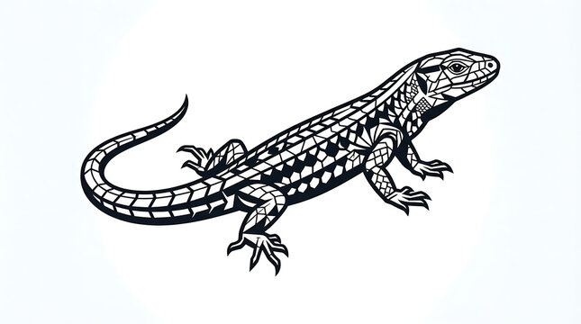 Black and white lizard illustration