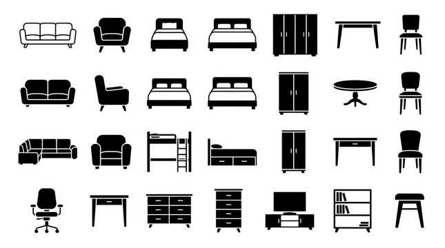 Flat pack furniture set in minimalist style