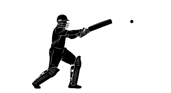 Cricket player hitting ball with bat