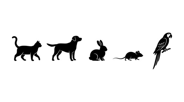 Black silhouette animals vector illustration