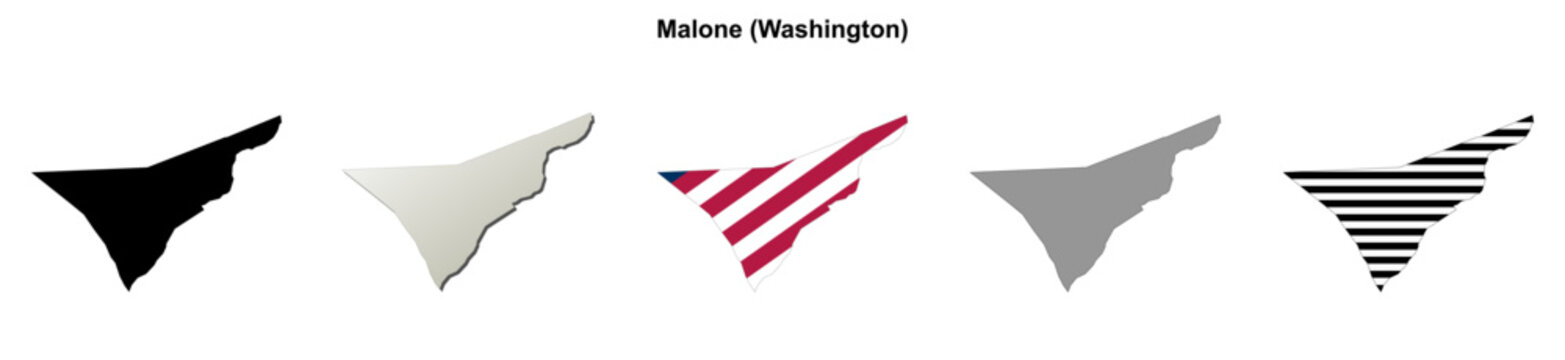 Malone (Washington) blank outline map set