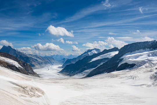 Looking Across the Swiss Alps from the Jungfraujoch Glacier