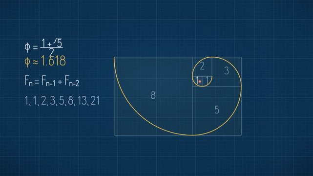 Animated Golden Ratio Spiral From Number Sequence