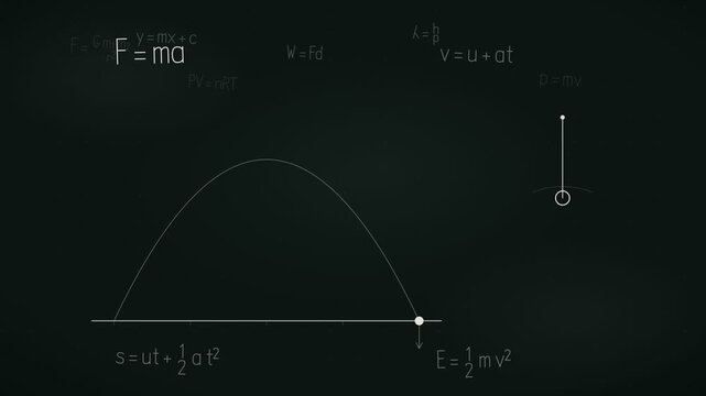 Animated Physics Diagram of Pendulum and Projectile Path