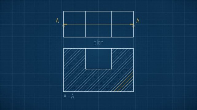 Animated Architectural Section and Plan Drawing