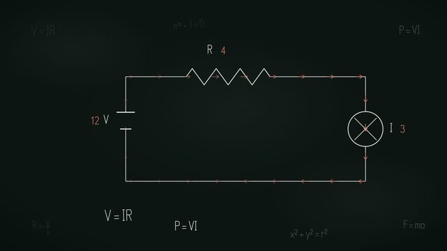 Animated Circuit Diagram With Battery Bulb and Current Arrows