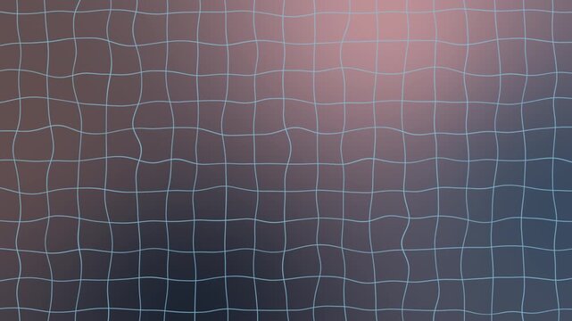 Warped grid pattern with subtle motion and soft pink and blue gradient background.