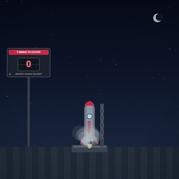 Rocket Launching for Holiday Delivery Countdown Animation