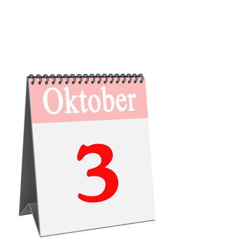 Desk Calendar, October 3rd, against white background