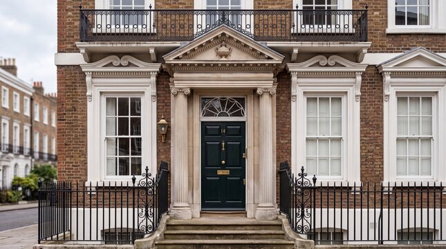 Classic Georgian Townhouse Entrance with Dark Front Door